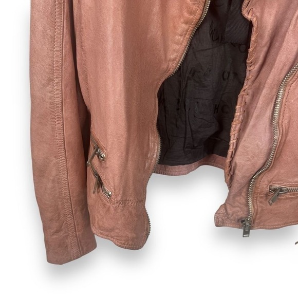 Mauritius Pink Fringe Lamb Leather Jacket Womens Size 6 Western Boho Coat NEW - Picture 13 of 16